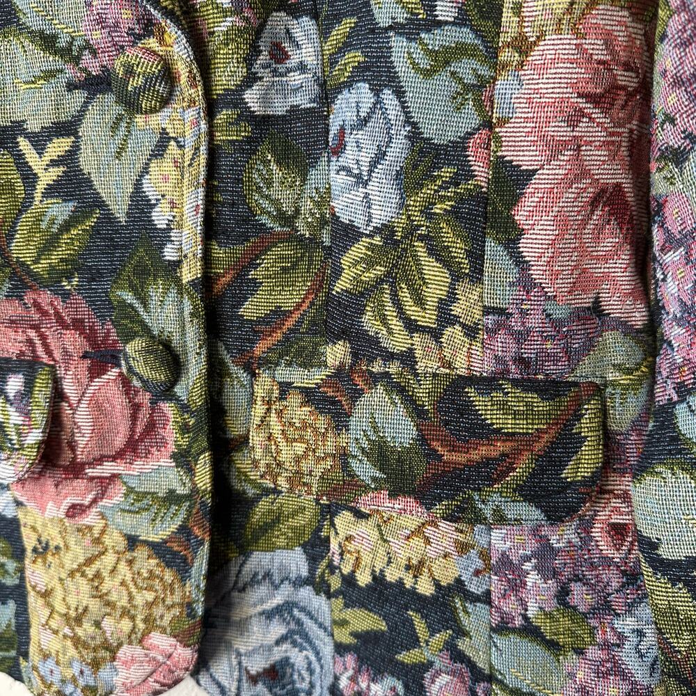 Crazy Horse by Liz Claiborne Vintage Unlined Floral Tapestry Blazer XL - Picture 3 of 9